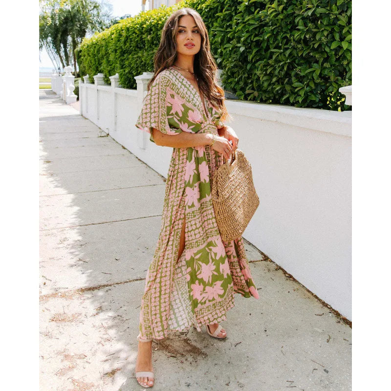 Liora Floral Side Slit Spring Maxi Dress