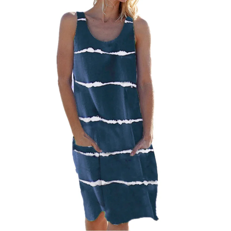Zephyra Striped Tank Midi Dress