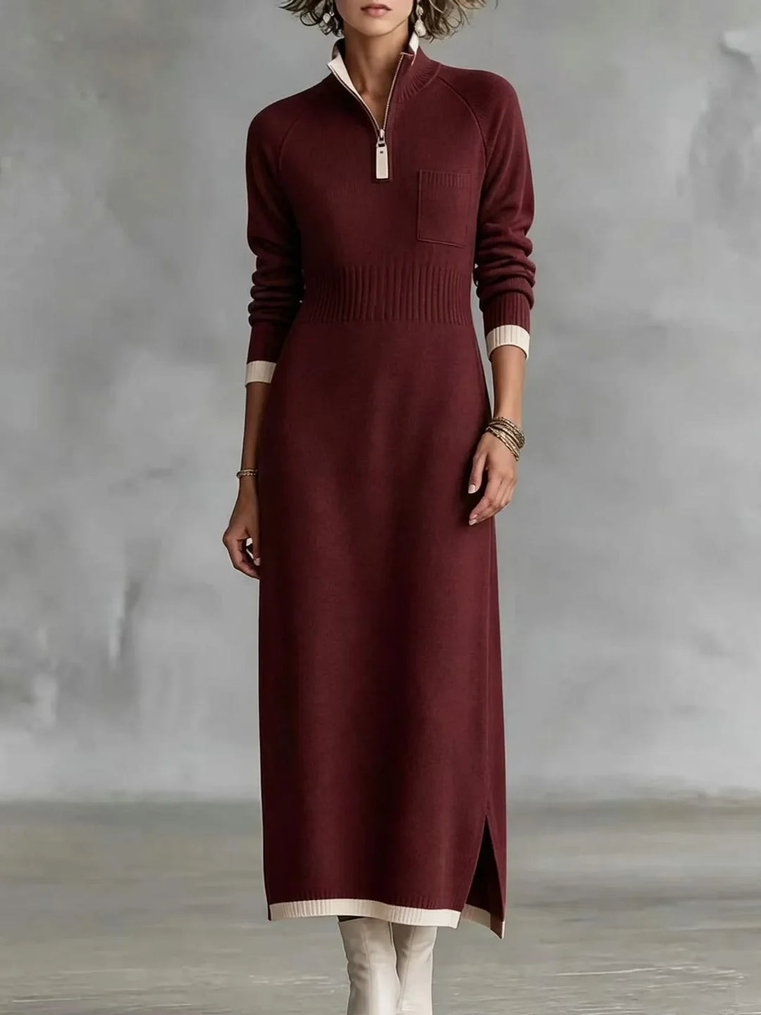 Renata Ribbed Zip Maxi Dress