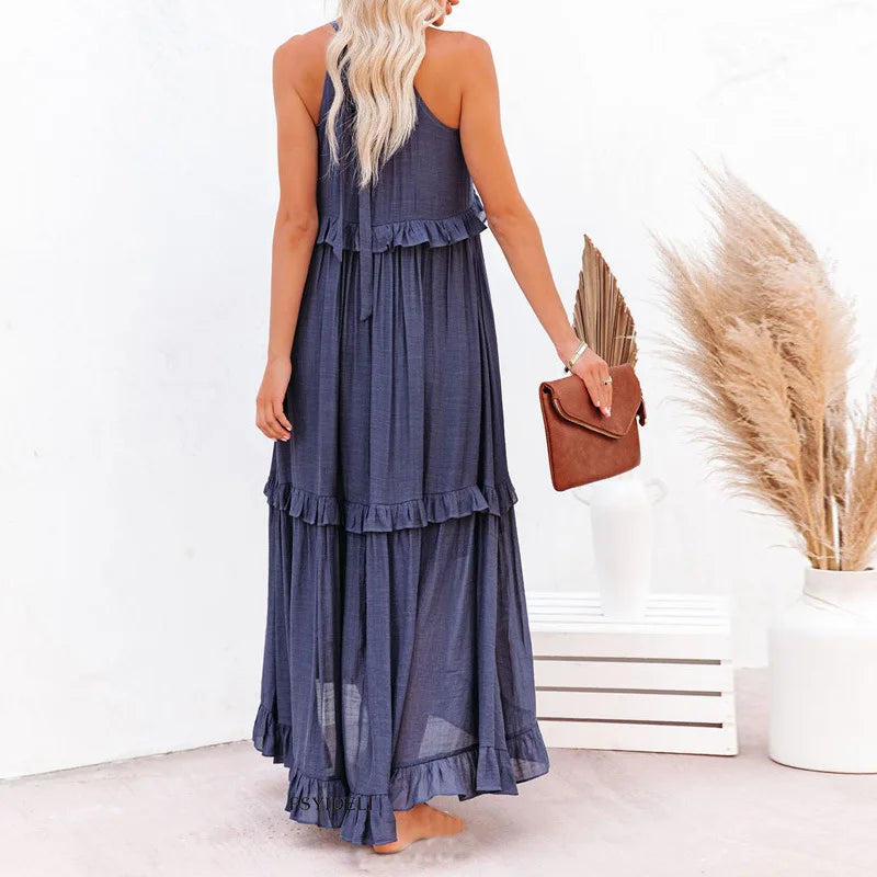Zephyra Ruffle Trim Maxi Dress