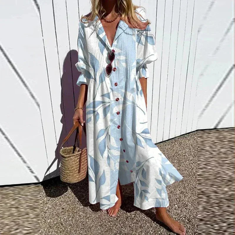 Xenia Casual Printed Long Sleeve Maxi Dress