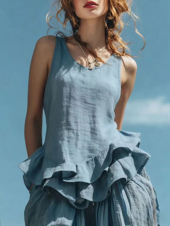 Andrea Ruffle Hem Tank Top