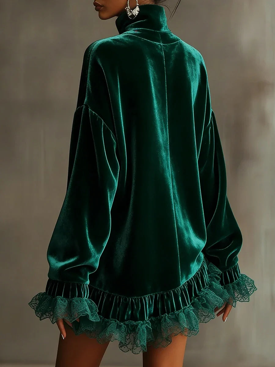 Averly Turtleneck Velvet Dress