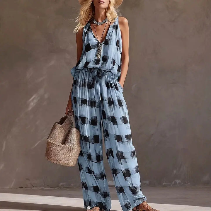 Fiona Abstract Print Wide Leg Pants Set