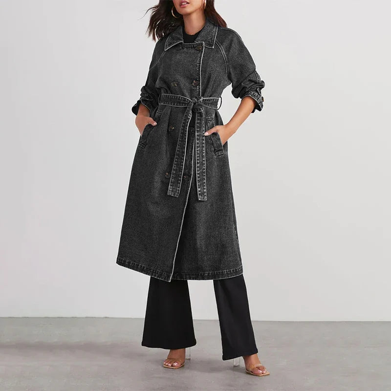 Sabina Tie Waist Denim Trench