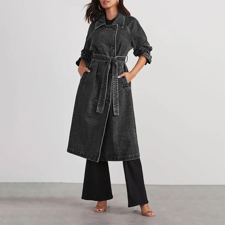 Sabina Tie Waist Denim Trench