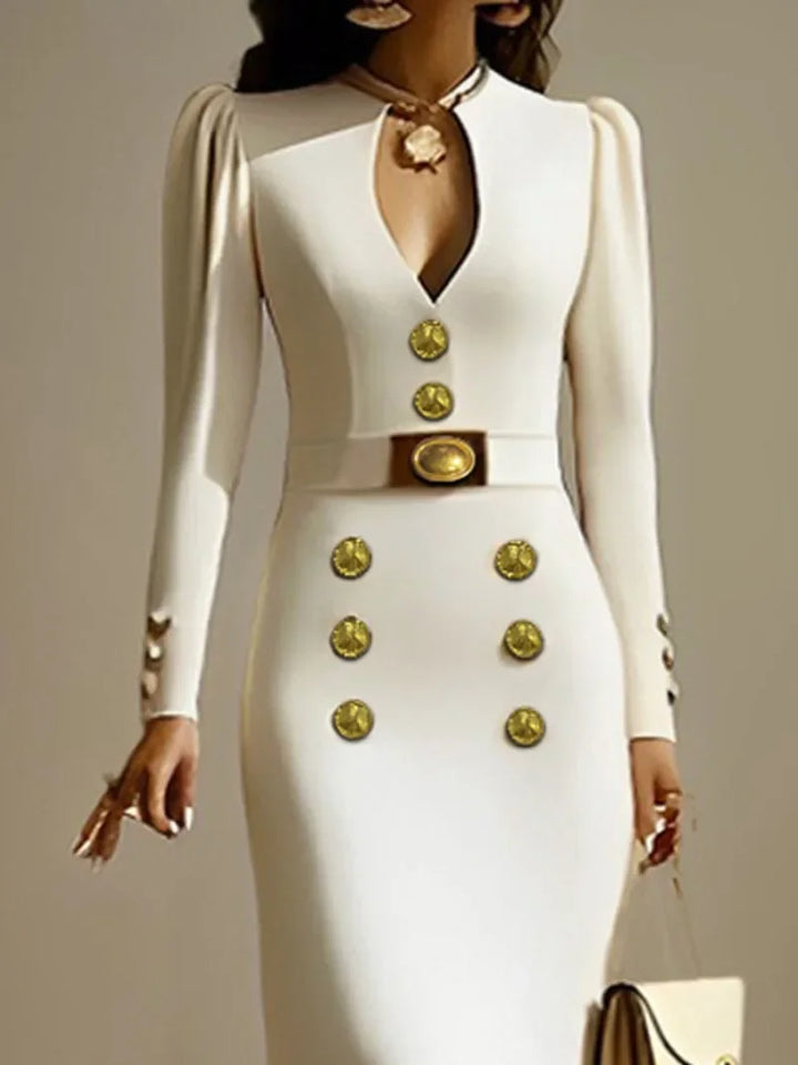Lucinda Contoured Button Midi Dress