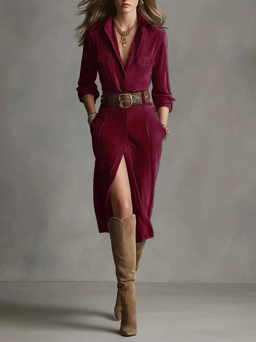 Faye French Suede Midi Dress