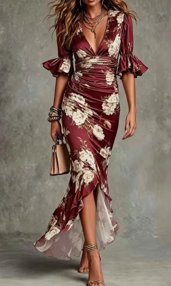 Clara V-Neck Maxi Wedding Guest Dress