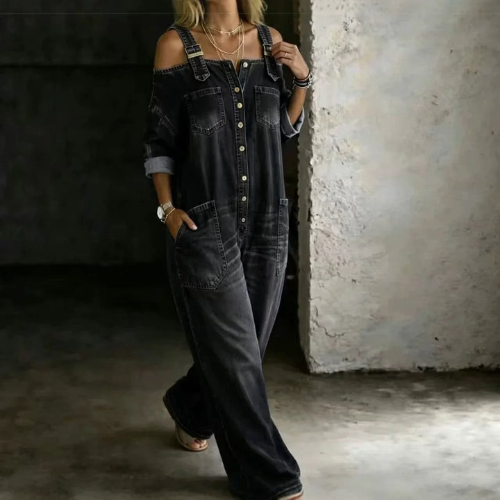 Palmerston Cold Shoulder Denim Jumpsuit