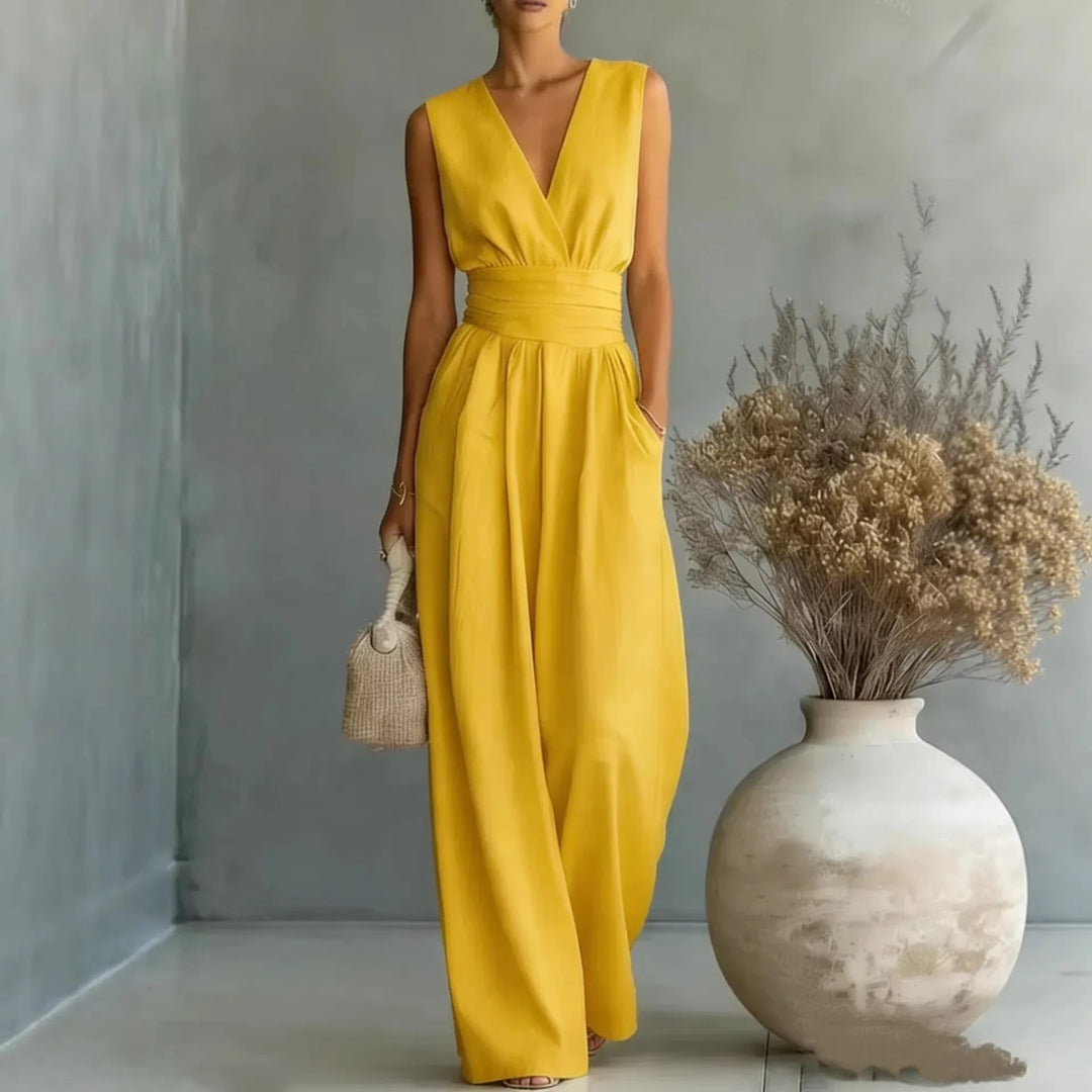 Sophia Sleeveless V Neck Jumpsuit