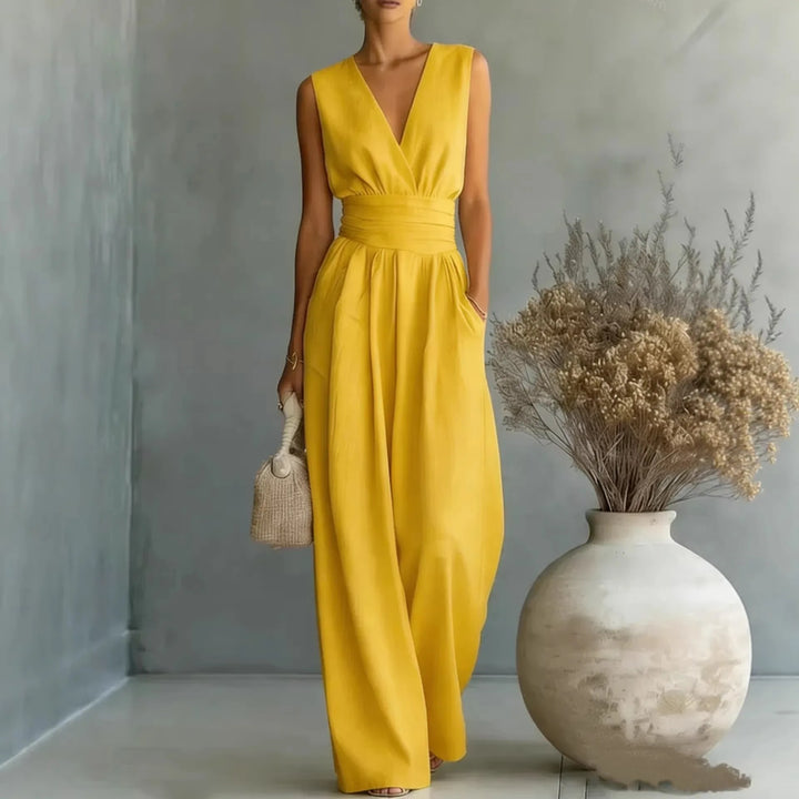 Sophia Sleeveless V Neck Jumpsuit