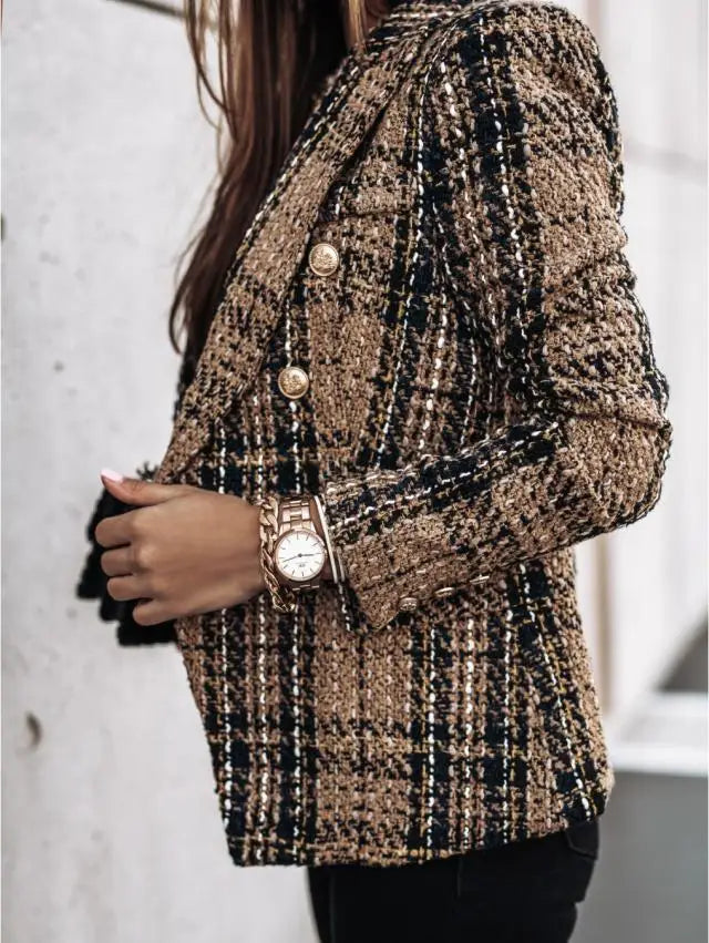 Estelle Double Breasted Plaid Blazer