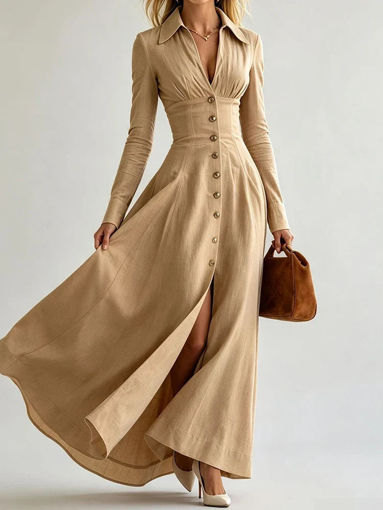 Noelani Button Front Maxi Dress