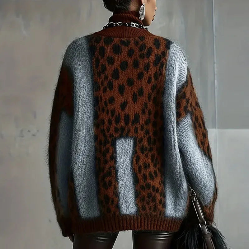 Reese Cozy Leopard Knit Sweater