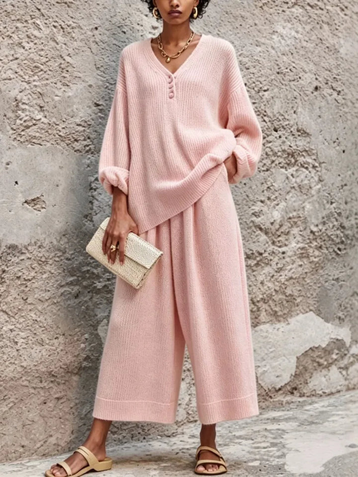 Ursula Button Placket Sweater Set