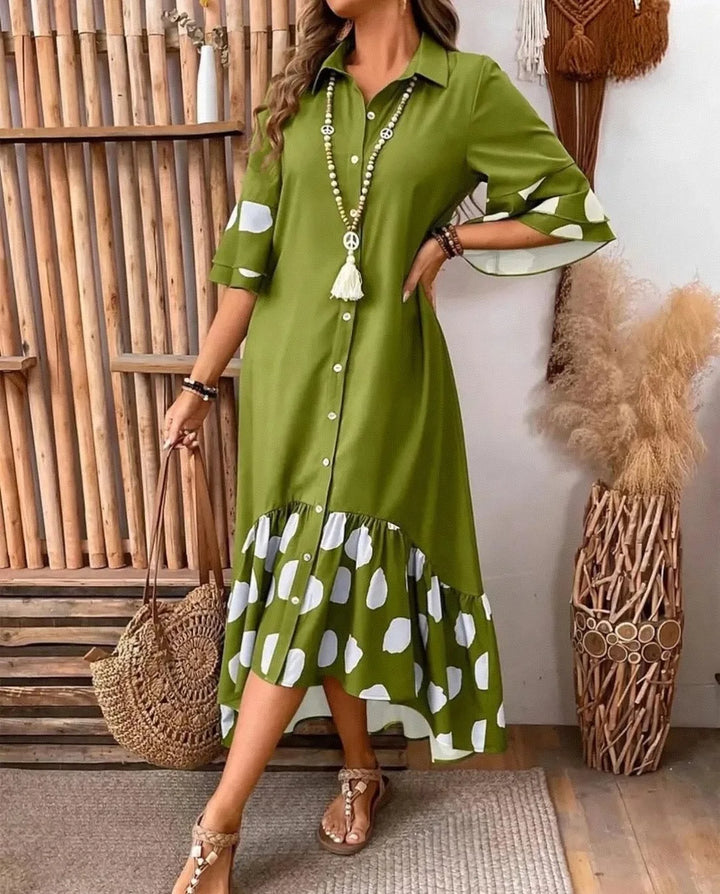 Fenella Elegant Chic Polka Midi Dress