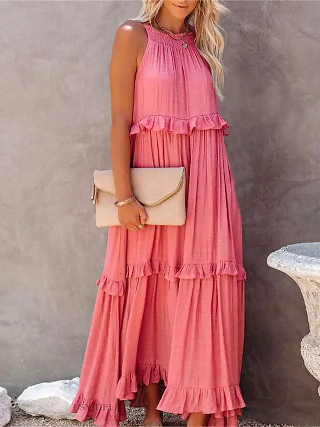Zephyra Ruffle Trim Maxi Dress