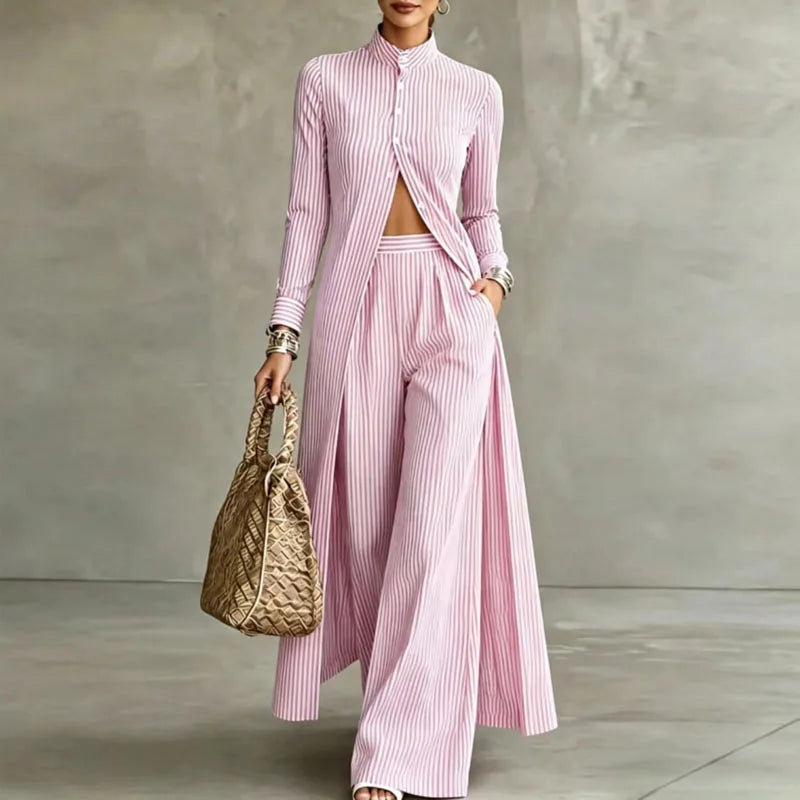 Celia Striped Two Piece Set