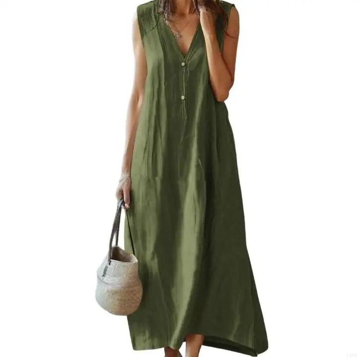 Elana Relaxed Linen Maxi Dress