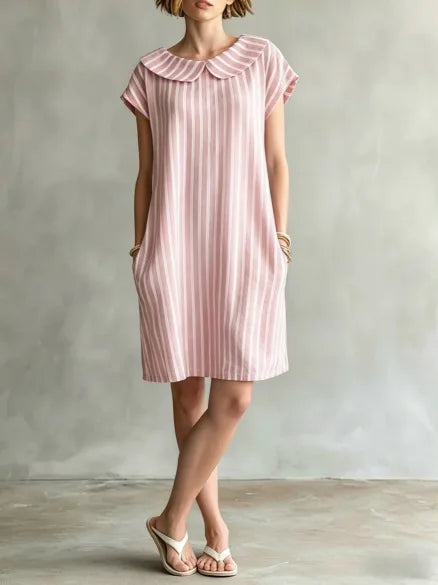 Arya Striped Peter Pan Collar Mini Dress