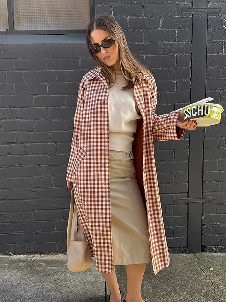 Hazel Gingham Trench Coat