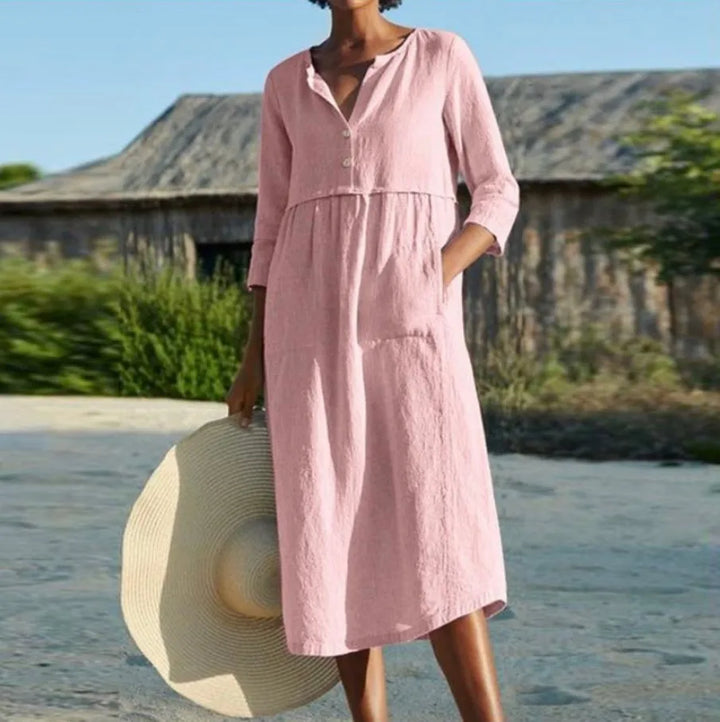 Sansa Pocket Linen Midi Dress