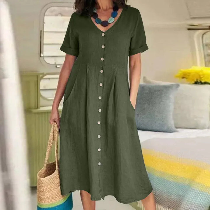 Brielle Button Front Midi Dress