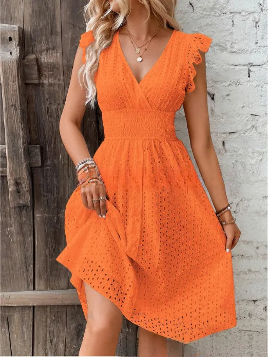 ElinaFlutter Sleeve Midi Dress
