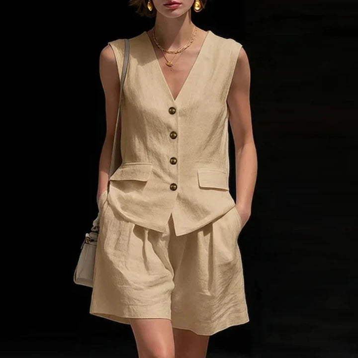 Jolie Summer Linen Shorts Set