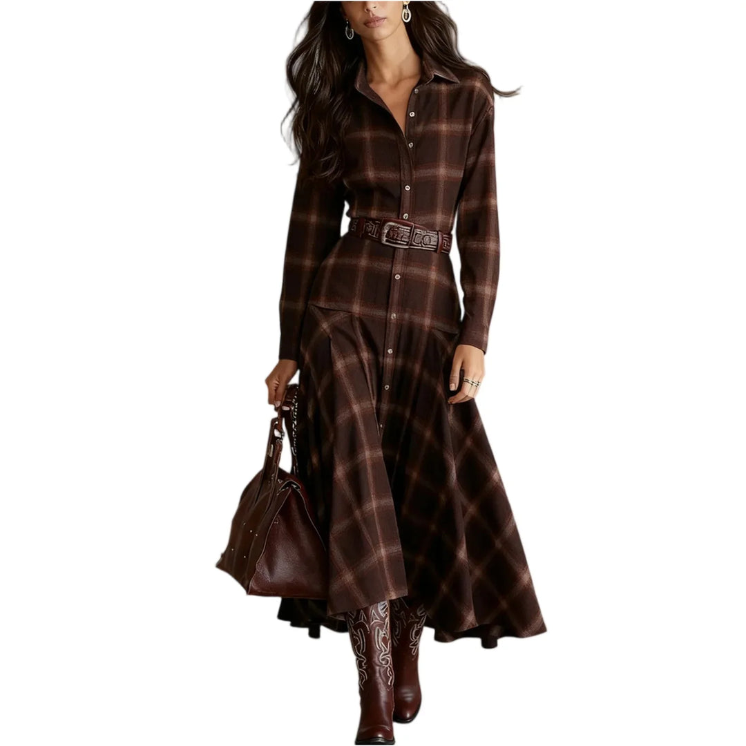 Harlow Button Plaid Shirt Dress