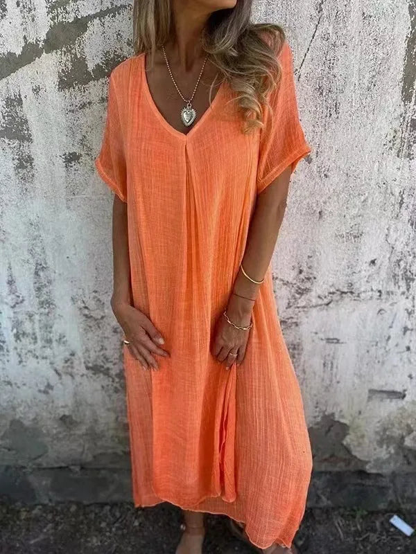 Emmalyn Casual V Neck Maxi Dress