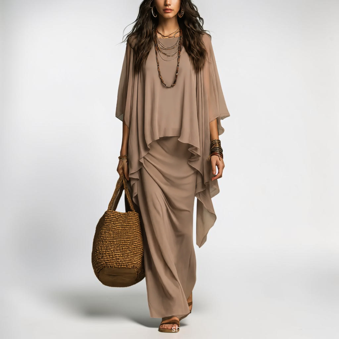 Odelia Chiffon Overlay Two-Piece Set