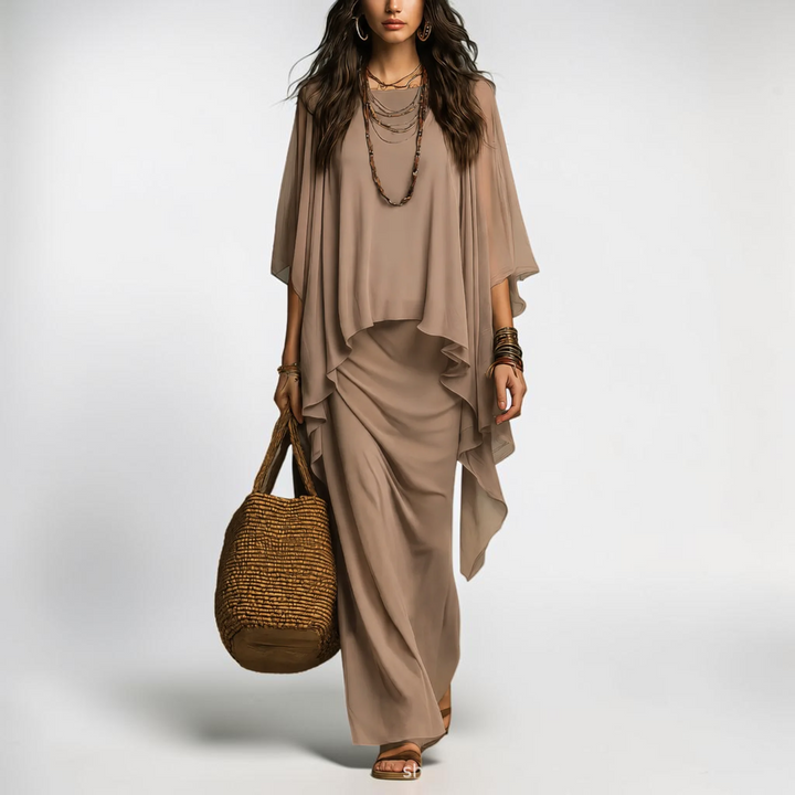 Odelia Chiffon Overlay Two-Piece Set