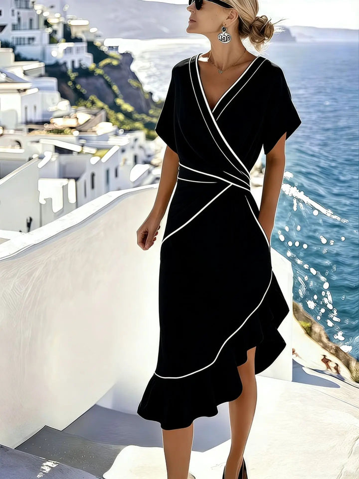 Rioana Ruffle Bohemian Wrap Midi Dress