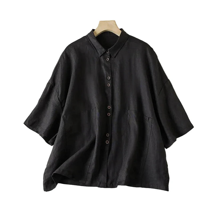 Rosy Relaxed Linen Button Blouse