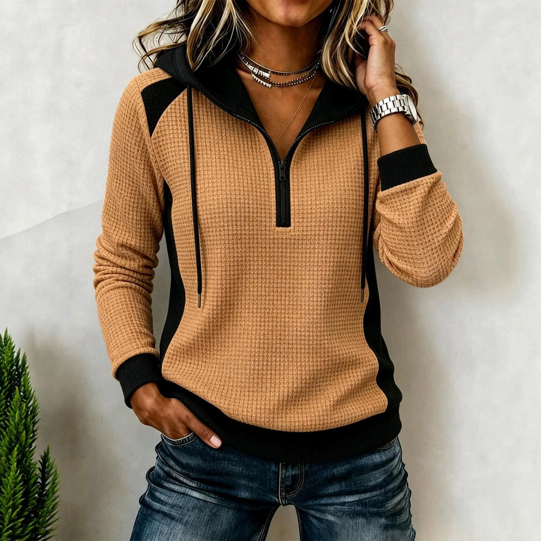 Harlowe Half Zip Waffle Hoodie