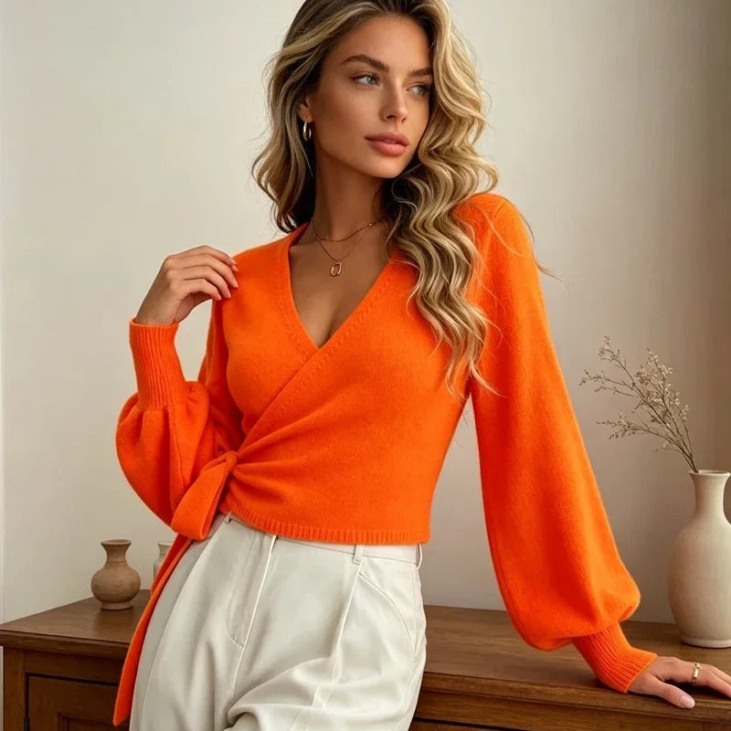 Selene Wrap Front Sweater