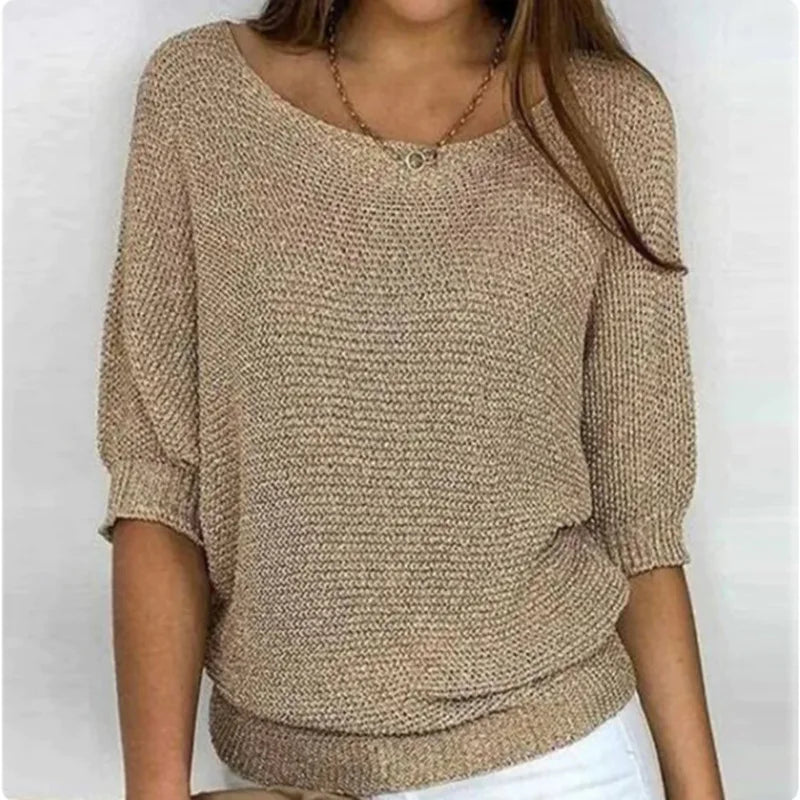 Sable Ribbed Cuff Knit Top