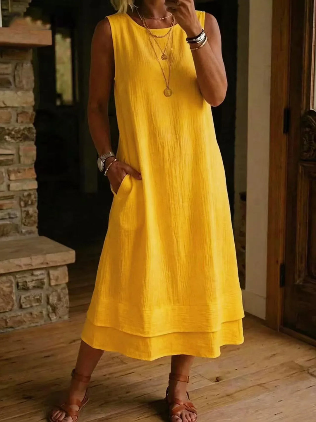 Kalina Effortless Sleeveless Tunic Midi Dress