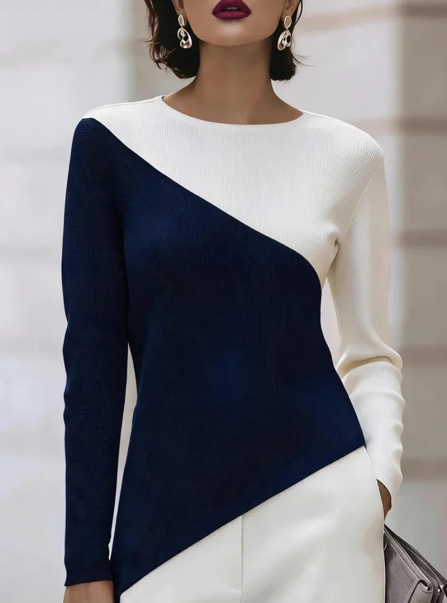 Andrea Asymmetric Contrast Top