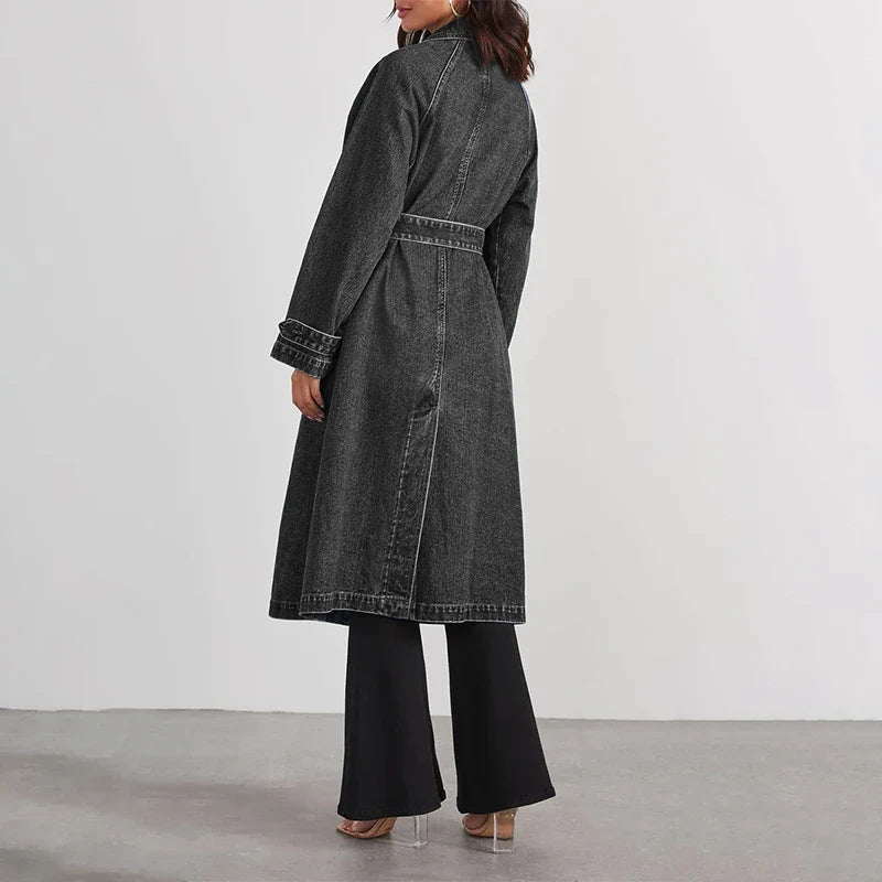 Sabina Tie Waist Denim Trench