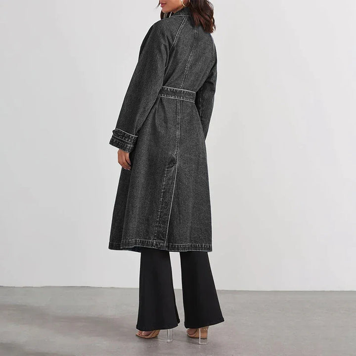 Sabina Tie Waist Denim Trench