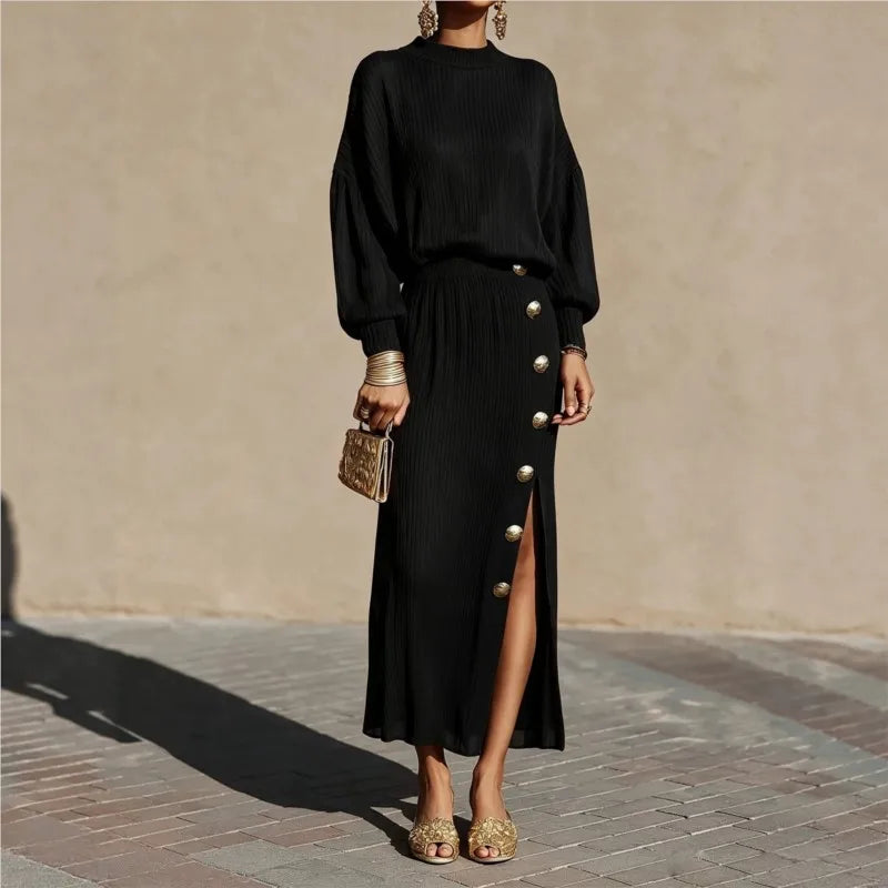 Genevra Balloon Sleeve Sweater Dress