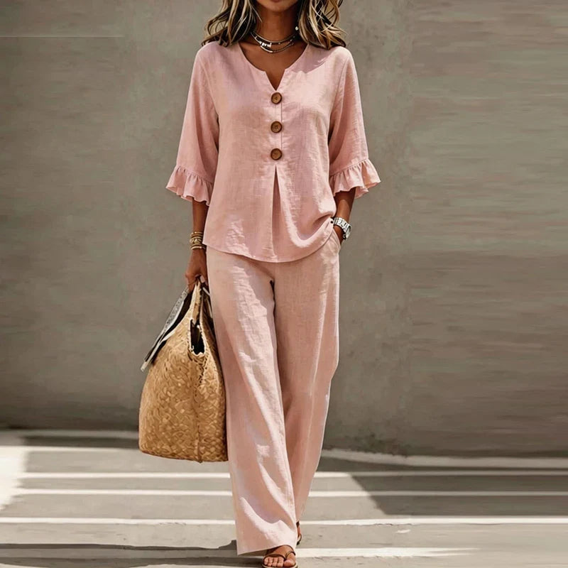 Maria Ruffle Sleeve Top and Pants Set