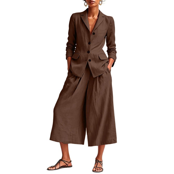 Danica Linen Blazer and Wide Leg Capri Set