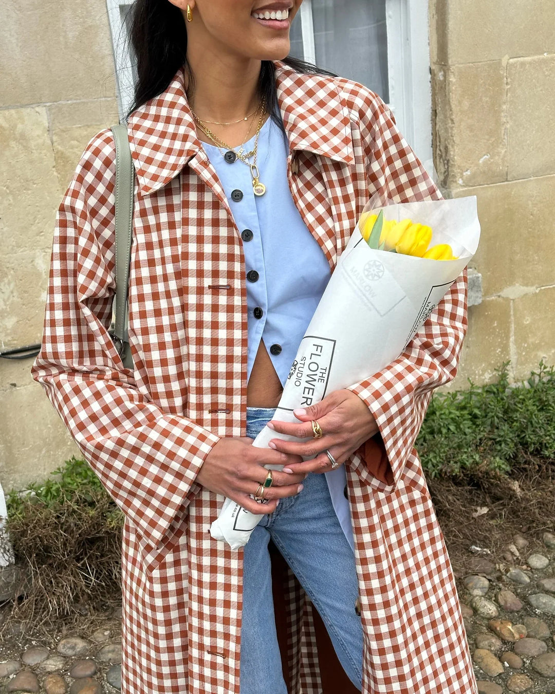 Hazel Gingham Trench Coat