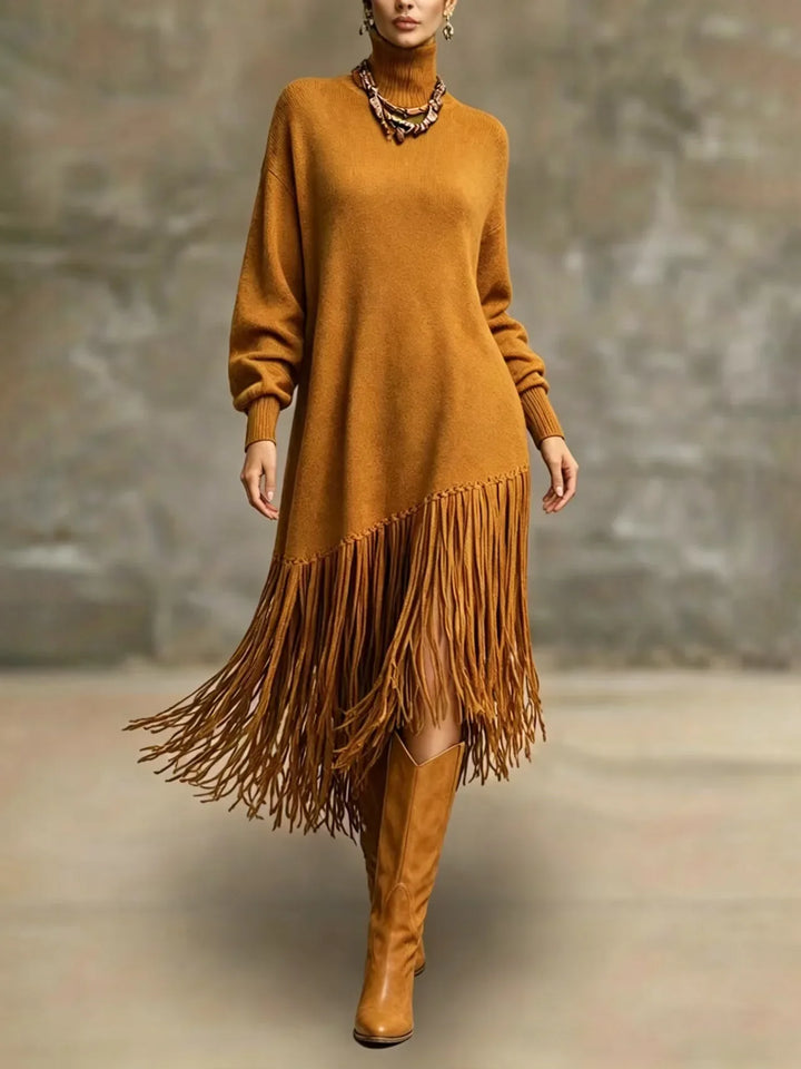 Tressa Fringe Knit Midi Dress