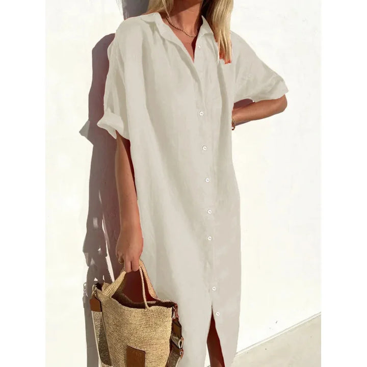 Leslie Button Front Midi Dress