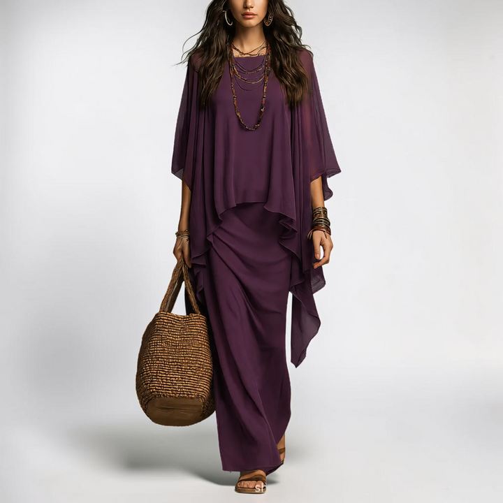 Odelia Chiffon Overlay Two-Piece Set
